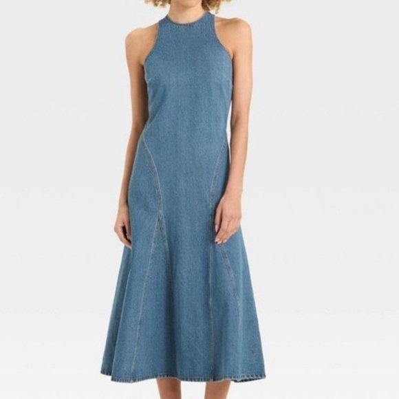NWOT Racerback Denim Midi A-Line Dress - Future Collective sz16 - Picture 3 of 3